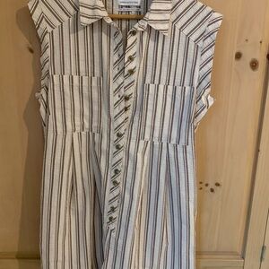 Urban Outfitters Striped Sleeveless Button-Down Romper